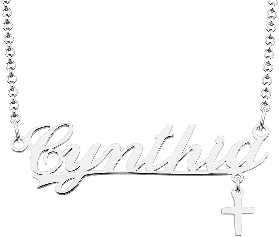 Sterling Silver Cross Name Necklace Pendant Gift