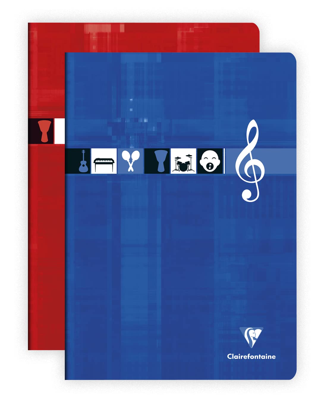 Clairefontaine 3137C Stapled Notebook of Music and Songs A4 21x29,7cm - 96 Pages Seyes Ruled and Staves w/ Lines - White Paper 90g - Card Cover - Random Colour