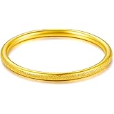 ZHOU LIU FU 24K Solid Gold Ring Simple Unisex Pure Gold Ring with Jewelry Box for Women Men Couple Lover Boyfriend Girlfriend Birthday Anniversary(Size:46.5-61.9)