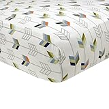 Just Born 100% Cotton Fitted Crib Sheets, Adventure Arrows, White/Blue/Orange