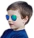 Kids Junior Aviator Classic Sunglasses Metal Frame Reflective Lenses By Comcl (Green Flash, 52)