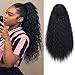 Stamped Glorious 22 Inch Curly Ponytail Extension Long Curly Drawstring Ponytail for Women Synthetic Corn Wavy Drawstring Ponytail Extensions Hair Pieces for Women(1B)