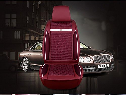 Universal Fit Car Seat Covers,5 Seats Full Front Rear Seat Cover Cushion with Ice Silk Knit PU Leather