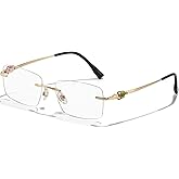 UNIEOWFA Pure Titanium Rimless Glasses Frame for Men Rectangle Optical Frameless Eyeglasses Frames Lightweight Eyewear YJ2201