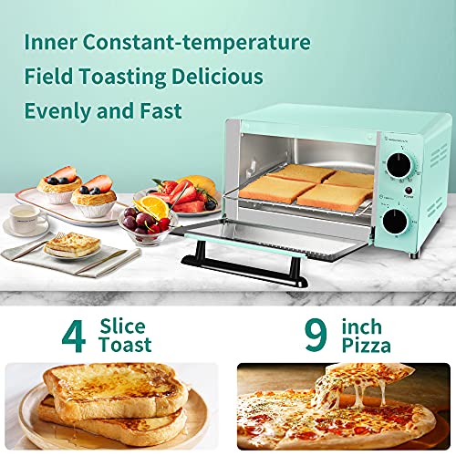 Toaster Oven 4 Slice, ISILER 1200W Countertop Pizza Maker Fits 9 Inches