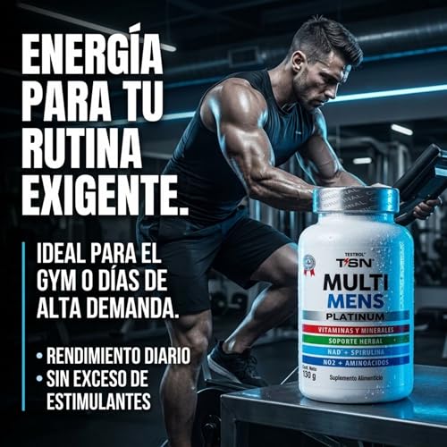 24 Vitaminas y Minerales para Hombres, con Precursor de Óxido Nítrico, Arginina y Citrulina + Soporte Herbal Fenogreco, SHILAJIT, Maca y NAD+ | Multi Mens | TSN Testrol 200 Cápsulas