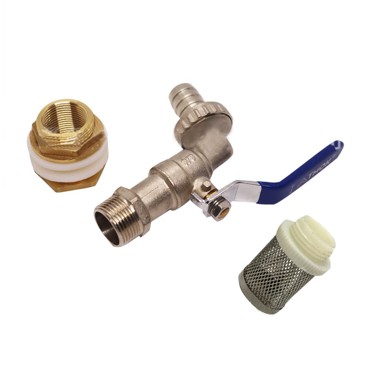 MACHSWON IBC Water Tank Tap 3/4" IBC Tank Adapter Garden Hose Thread Faucet Water Tank Valve Hose Connector Brass Tap Fitting With Base Filter