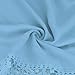 PHOTNO Fashion lace chiffon blouse long sleeve shirt women loose cotton tops t shirts S-XXXXXL (XXL, Light blue)