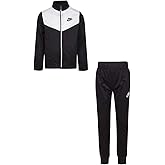 Nike Boy`s Jacket and Pants 2 Piece Set (White(86G794-W1X)/Black, 7)