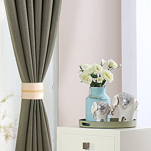 jannyshop 2PCS Modern Minimalist Window Curtain Hook Loop Fastener Lace Cloth Fabric Tie Straps Curtain Hold Backs Tiebacks Straps Beige - Thumbnail 3