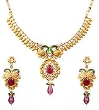 Touchstone Indian Bollywood Peacock meenakari White Purple Jewelry Necklace in Antique Gold Tone for Women