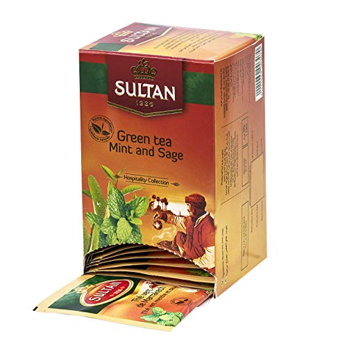 SULTAN TEA Moroccan Green Tea with Mint and Sage Herbal Green Teas
