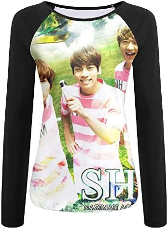 Women's 3D Lifelike Print Shinee Raglan Long Sleeve Tops Sweatshirt T-Shirt