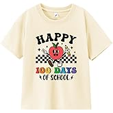 Honeypawpaw Happy 100 Days of School Shirt for Boys Girls Toddler Kids, Tee for 100th Day School Celebration, 3-7T