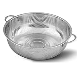 OTHERMAX 5-Quart Kitchen Stainless Steel Colander - Micro-Perforated Strainer for Fruits, Vegetables and Rice - Silver