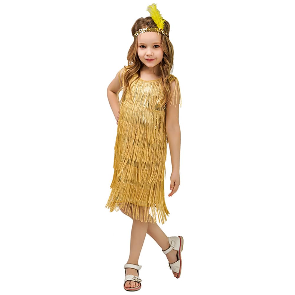 ODOLDI 20s Flapper Dresses for Girls Gatsby Tassel Fringe Dress with  Feather Headband Kids 1920s Flapper Costume in Kenya | Whizz 14702634011