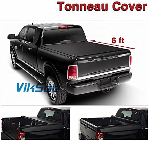 Viksee Black Soft Vinyl Roll up Tonneau Cover Assembly for 05-15 Tacoma 6ft Fleetside Bed (Only for Models w/Factory Utility Track System)