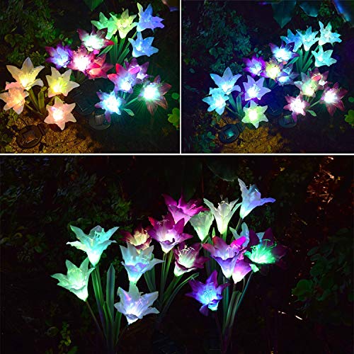 Outdoor Solar Garden Stake Lights, 3 Pack Solar Powered Flower Lights