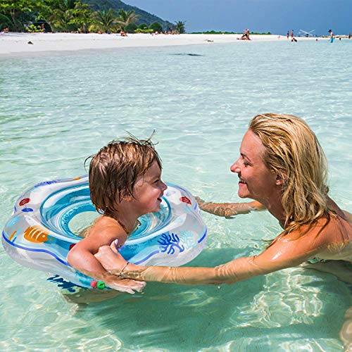 Swimming Pool Floats Baby Swimming Float with Double Airbag Inflatable Baby Swimming Ring with Float Seat for 6 Months-3 Years Children Pool Bathtub Outdoor Swimming Pool Toys (Blue)