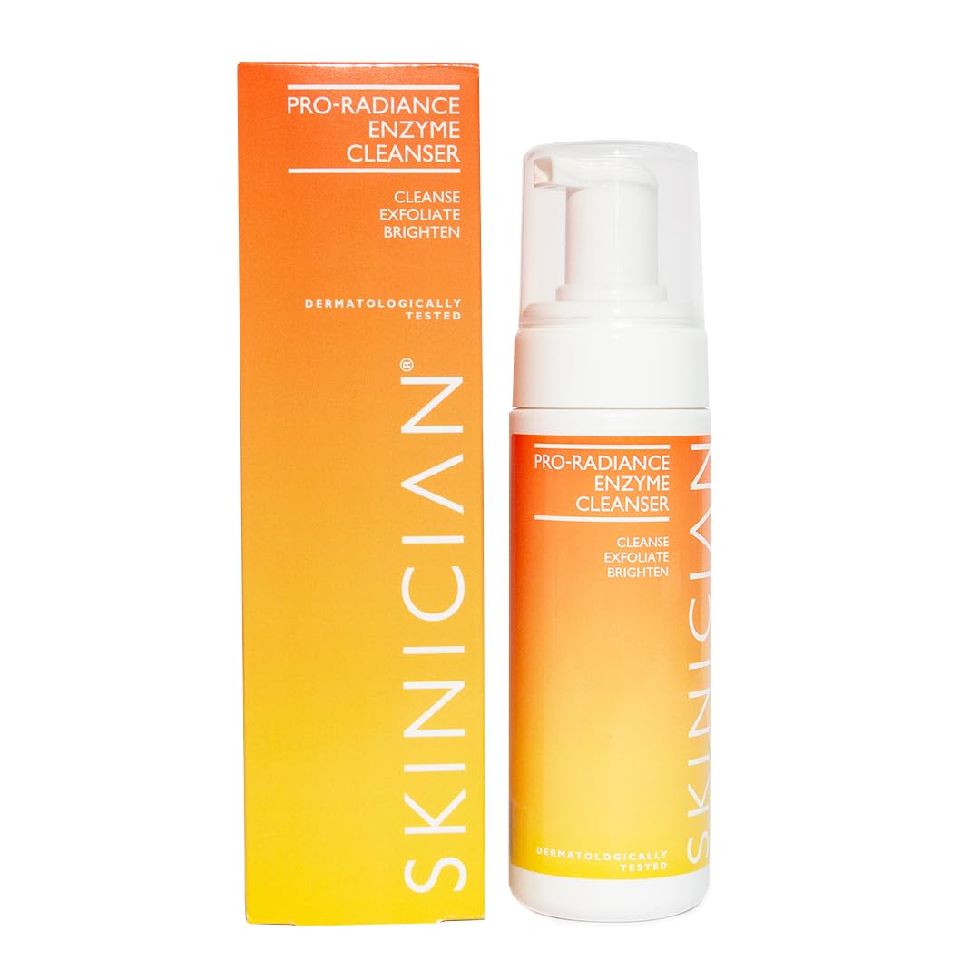 SKINICIAN Advanced Pro-Radiance Enzyme Cleanser - Foaming Facial Cleanser with Anti-Ageing Properties - Gentle Facial Exfoliator - Natural AHA Cleanser - Vegan & Cruelty Free Skincare (150ml)
