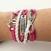 Juanerjie Wholesale 16pcs Vintage Multilayer Multicolor Woven Leather Alloy Owl Braided Infinity Bracelets