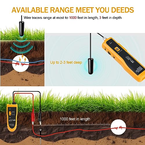 F02 Underground Cable Detector with Headphones Cable Tester for Dog Fence Cable Irrigation Control Wires