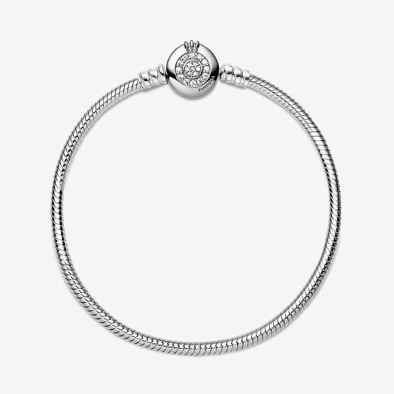 Pulseira Coroa O Serpente Brilhante em prata, 21cm, 599046C01-21