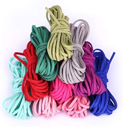 Velvet Threads Korean Style 100 Yards 25 Bundles 2.6mm Suede Velvet Leather Thread DIY Accessories Beading Cord String Rope Making Dream Catcher,Bracelet,Keychain,Pet Collar