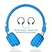 Termichy Wired Kids Headphones with Microphone and Music Sharing, Foldable Lightweight Adjustable Stereo Headset for Cellphones Smartphones iPhone iPod Laptop Computer and More (Blue)