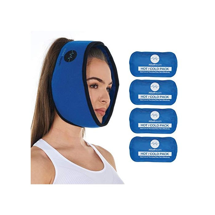 Face Ice Pack for Wisdom Teeth, Jaw, Head and Chin, 4 Reusable Hot or Cold Gel Packs, Relief for Mouth, or Oral Pain…