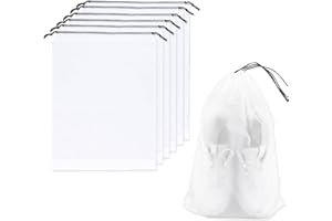 12-Pack Clear Travel Shoe Bags, 11.8" x 15.7" Water-Resistant Transparent Shoe Organizers with Drawstring for Suitcase, Large