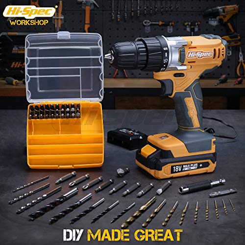 Hi-Spec 58-tlg. 18V Akkubohhrer und Bohrerbit-Satz. DIY Akkuschrauber, Bohrmaschine mit S2 Bits für Metall, Holz und… – Bild 8