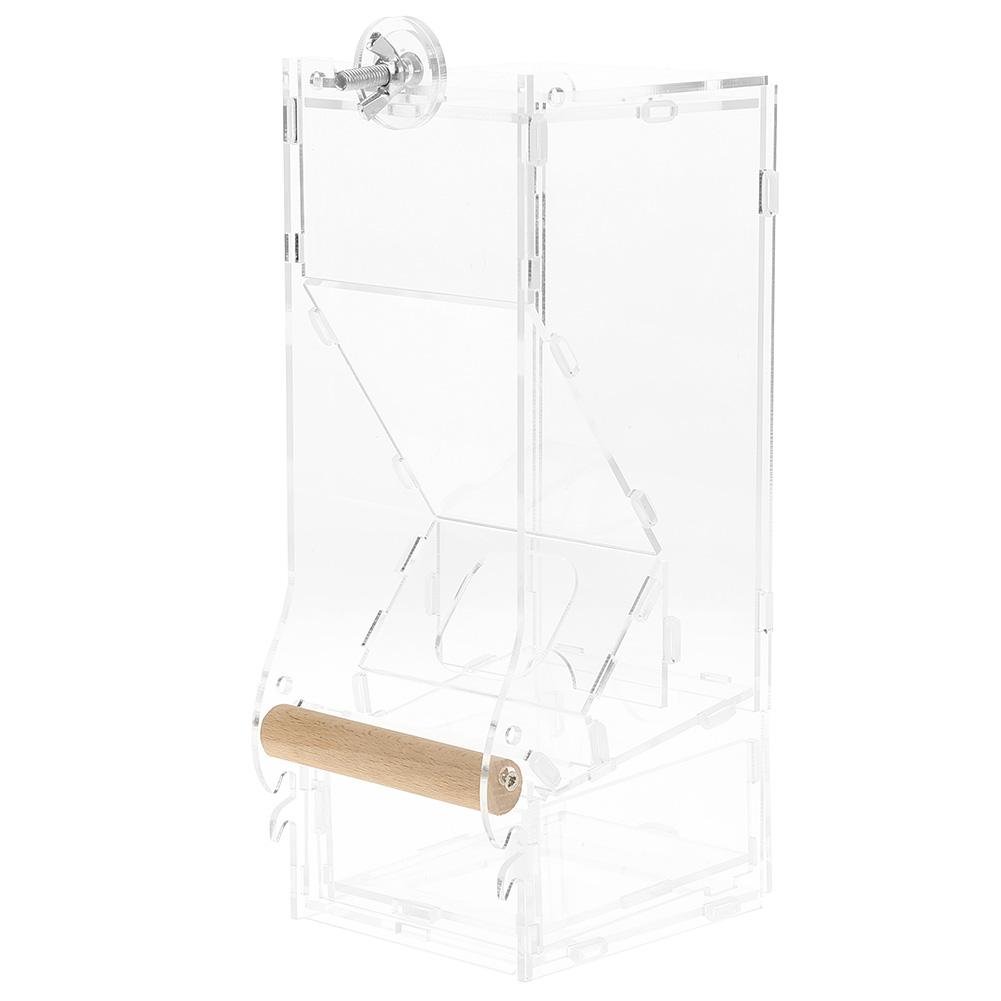 1 Piece Acrylic Automatic Bird Seed Feeder for Pet Parrots and Birds - Foraging Food Feeding Station for Cage Accessories, Large Single Type