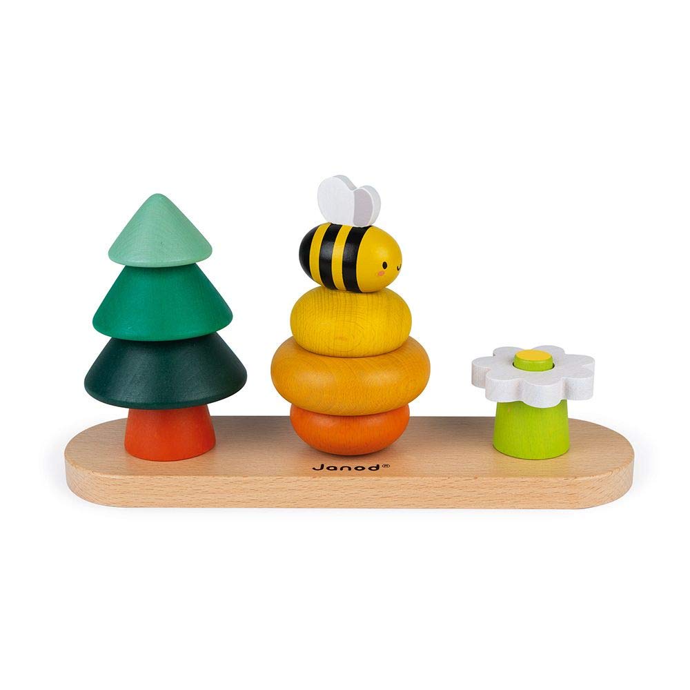 Janod - 10-Piece Wooden Forest Toy - Early Years Toy - Stacking and Fitting - Teaches Fine Motor Skills - WWF™ Partnership - FSC Certified - From the age of 1 - J08635