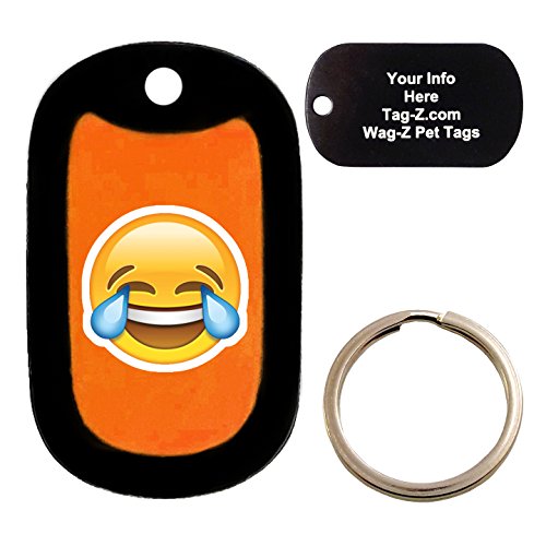 Custom Engraved Pet Tag - laughing tears emoji orange - Dog Tag - Tag-Z Wag-Z