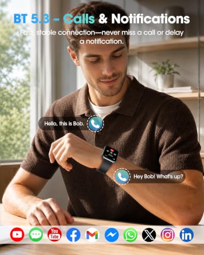 BANLVS 2026 Smartwatch Uomo Salute, ECG/HRV/BMI, Pressione Sanguigna, 1,96" AMOLED Display Orologio Fitness, 24H Frequenza Cardiaca SpO2 Sonno, 140+ Sport, Temperatura, Android iOS Nero