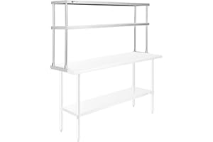 KUTLER Stainless Steel Double Overshelf 60" x 12", NSF Commercial 2-Tier Shelf for Prep and Work Tables for Restaurant, Kitchen, Workshop