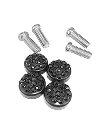 follicomfy 2pcs labios rojos funda para coche marco de la placa de licencia para mujer chica dama Bling Diamante Sparkle Rhinestone acero inoxidable Metal chapado en cromo con tornillos