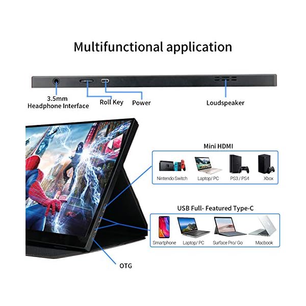 WIMAXIT-14-Inch-Touch-Portable-Monitor19201080-Full-HD-IPS-Extend-Computer-Display-Screen-with-98-sRGB-2-USB-C-Ports-400cdm2Mini-HDMI-Dual-Speaker-PC-Monitor-Include-Smart-Cover-for-Laptop-PC WIMAXIT 14 Inch Portable Monitor for Laptop,1920×1080 FHD IPS Touch Gaming monitor with 98% sRGB &2 USB C Ports, VESA…