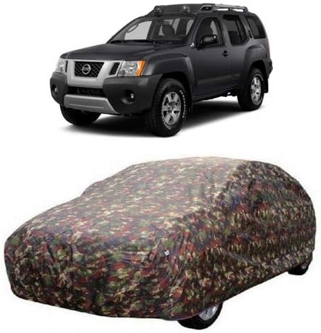 DRIZE Car Cover for Nissan Xterra with Triple Stitched Fully Elastic Ultra Surface Body Protection (Military Color Without Mirror Pocket)