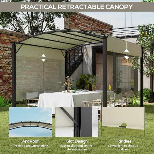 Outsunny 11' x 11' Outdoor Retractable Pergola Canopy Metal Frame Beige image 18
