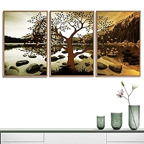 3 Piece Framed Canvas Wall Art for Living Room, Bedroom Abstract Tree Canvas Prints for Home Decoration Ready to Hang - 16"x24"x3 Panels