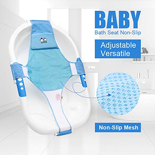 StillCool Newborn Baby Bath Seat Support Net Bathtub Sling Shower Mesh Bathing Cradle Rings for Tub (Bathtub not Included)(Blue)