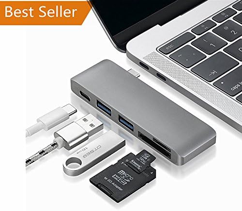 USB C Hub - Type C Hub Adapter/Charger with Type C Charging Port, Card Reader, 2 USB 3.0 Ports for MacBook Pro 2015/2016, Google Chromebook 2016/2017 and more USB C Devices (Space Grey)