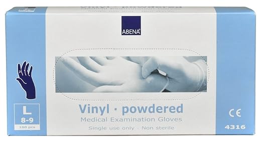Abena Vinyl Gloves Large Powdered Blue Amazon Co Uk Business Industry Science