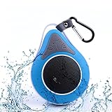 Kingkok IPX 6 Waterproof Buetooth Speakers / Bluetooth Suction Cup Speaker, Rechargeable Portable Bluetooth Shower Speaker with Hook for Phone Call and Outdoor Sports [Blue]