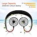 BroElec Portable Fan Hand Free Small Personal Mini USB Fan 2000mAh Rechargeable Battery Operated Neck Fan 12H Working Hours 3 Speeds 360 Degree Adjustment Head for Office Travel Outdoor Camping(Black)