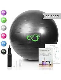 Balón de ejercicio, equipo para ejercicio de grado profesional, evaluado a prueba de roturas, con bomba de aire manual, resiste 2200 libras, incluye acceso a guía de entrenamiento, balones para balance de 21, 25, 29 y 33 pulgadas