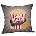 Steven.Smith Movie Theater Cinema Personalized Cotton Linen Square Burlap Decorative Throw Pillow Case Cushion Cover 18 Inch (4 Pack Cinema Popcorn)