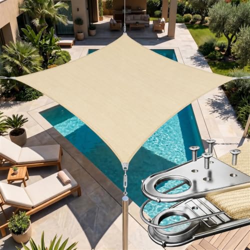 Amgo 23' x 44' Beige Rectangle Super Ring Sun Shade Sail for Patio Backyard at Amazon